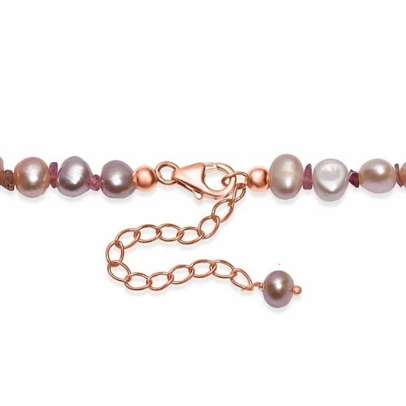 Gorgeous White Freshwater Pearl & Redondo Pink Tourmaline Necklace 18” RG/SS - Picture 5 of 8